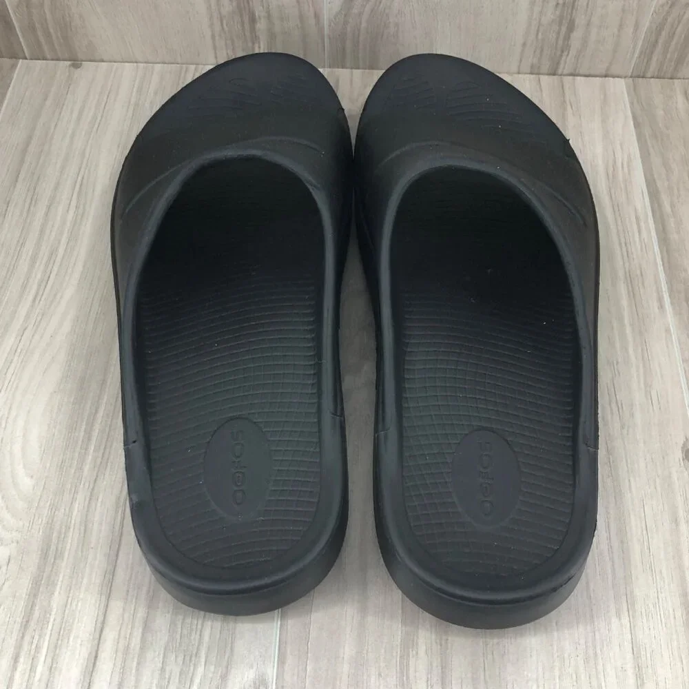 Oofos Slide Sandals Mens 13 Recovery Black Rubber Slip On Comfort Shoes